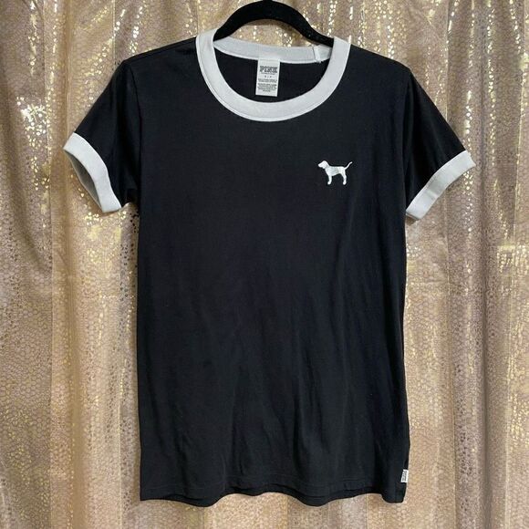 PINK Ringer Black White Holographic Holiday Dog T-Shirt, Small - Picture 1 of 6